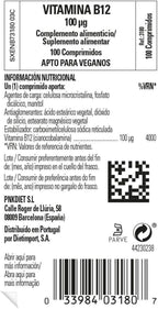 Solgar Vitamin B12 100 mcg - 100 Tablets - Energy Metabolism & Nervous System Support - Non-GMO, Vegan, Gluten & Dairy Free, Kosher, Halal - 100 Servings