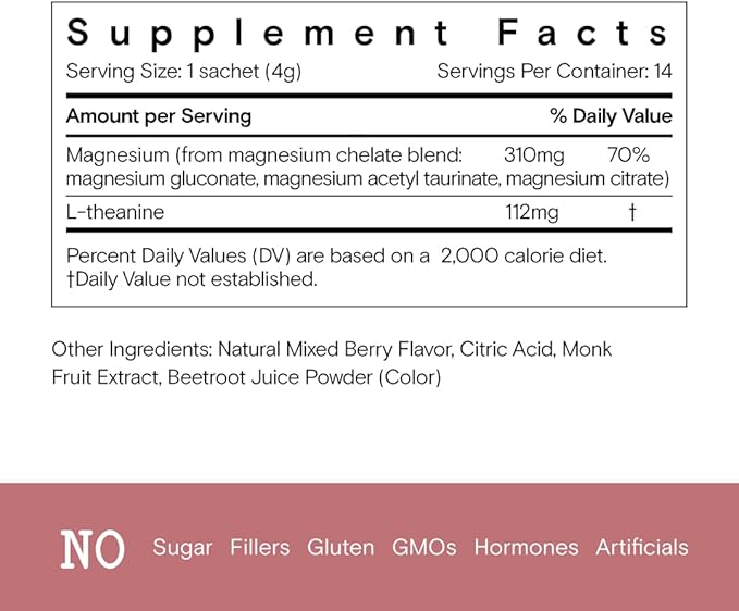 Moon Juice Magnesi-Om Magnesium Powder Supplement - Chelated Magnesium Complex + L-Theanine Blend for Rest, Relaxation & Regularity - Vegan, Non-GMO & No Sugar, Berry Sticks, 0.14 oz, 18 Servings