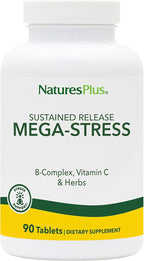 NaturesPlus Mega-Stress Complex, Sustained Release - 90 Vegetarian Tablets - B Complex, Vitamin C Stress Relief Supplement, Chamomile & Herbs for Natural Calm - Gluten-Free - 90 Servings
