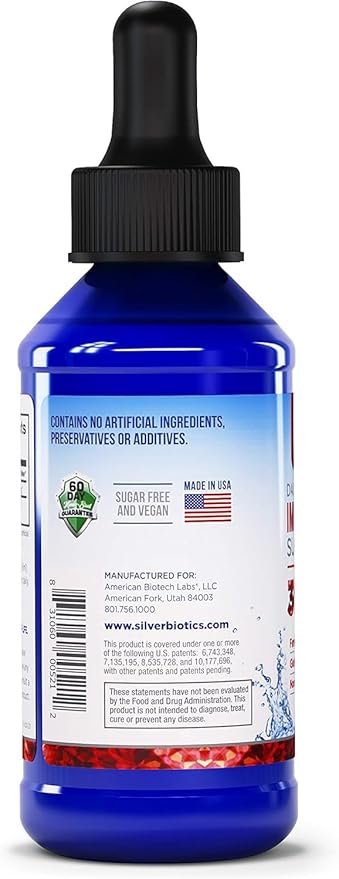 Silver Biotics Liquid 30 PPM Patented Multivalent SilverSol Technolology | Bio-Hacking Immune Building Natural Support |4 oz. Dropper