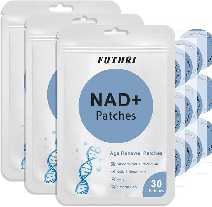NAD+Patches,Vegan,NAD+ patcheswith NMN & Resveratrol forAnti-Aging and Wellness Support,NAD Patches for Women & Men Pack of 3, 90 Count