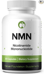 NMN 500mg Capsules 99.3% Purity | Nicotinamide Mononucleotide 30 Servings | Supports DNA Repair & Cognitive Function | Vegetarian Friendly Gluten Free Non-GMO 3rd Party Tested (30 Capsules, NMN)