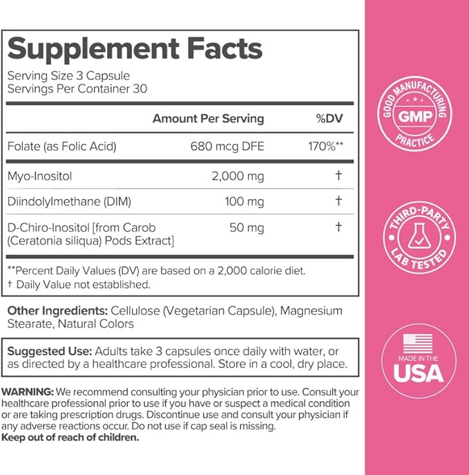 O Positiv FLO Ovarian Health Support - Hormone Balance for Women, Supplement with DIM, Myo & D-Chiro Inositol, Folic Acid - Supports Healthy Ovulation, Cycle Regularity - 30 Servings