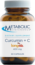 Metabolic Maintenance Curcumin + C - Turmeric Curcumin Supplement with Vitamin C + Black Pepper for Absorption, Rich in Curcuminoids for Antioxidant + Immune Support, Gluten Free - 60 Capsules