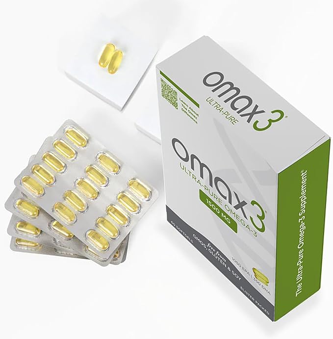 Omax3 Ultra - Pure Omega 3 Fish Oil Pills 1500 MG EPA DHA - Omega3 Fatty Acid Supplements Muscle & Joint- Gluten Free, Wild Caught, Non GMO, 30-Day Supply Blister Packed (1 Box)