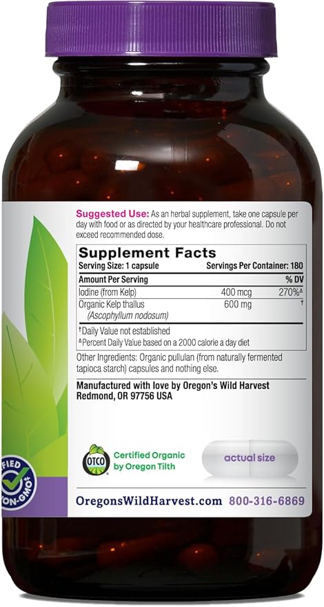 Oregon's Wild Harvest Organic Kelp, 180 Organic Vegan Capsules