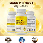Vitamatic Triple Strength Omega 3 Fish Oil 3600mg Per Serving, 2160mg Omega 3 Fatty Acids, 1296mg EPA + 864mg DHA, Burpless Lemon Flavor, 180 Softgels (Pack of 2)