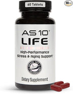 AS 10® Life – Stress, Immune Support and Anti Aging Supplement - Multivitamin and Antioxidants Tablet, Resveratrol, Alpha Lipoic Acid, Lutein and Zeaxanthin, Co-Developed by NASA, 60 ct