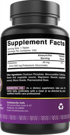 Oxify Potassium Gluconate 595 mg | 250 Tablets | Gluten-Free, Non-GMO | Supplement Made in USA
