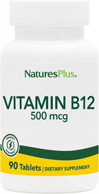 NaturesPlus Vitamin B12 500 mcg - 90 Tablets - Energy & Immune Health Support - Gluten Free, Vegetarian - 90 Servings