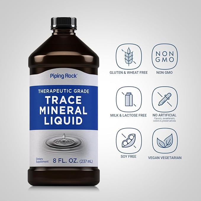Piping Rock Trace Mineral Liquid | 8 fl oz | Therapeutic Grade Supplement | Non GMO, Gluten Free