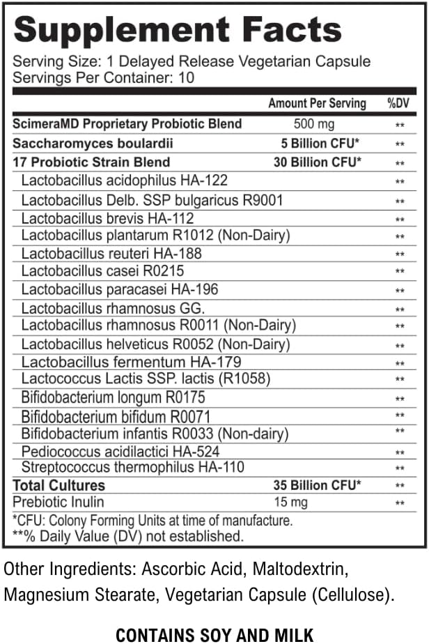 ScimeraMD® Asprega ProPac Probiotics and Prebiotics Supplement for Digestive Health and Immune System Support, 35 Billion CFUs, 10 CT