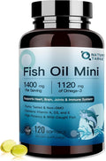 NATURE TARGET Fish Oil Mini 1400mg, High-Potency Omega 3 Supplement with Vitamins A & D3 & E, Supports Heart, Brain, Joints & lmmune System, Non-GMO, 120 Softgels, Wild-Caught