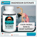 Source Naturals Magnesium Glycinate, Chelated for high Absorption | for Calm Energy, Bone & Heart Support*, 200 mg per Serving - 60 Tablets