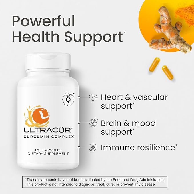 UltraCur Curcumin Complex Supplement - Ultra Bioavailable High Absorption Turmeric Curcumin Supplement for Joint, Muscle & Brain Support - Patented Protisorb for Premium Absorption – 120 Capsules