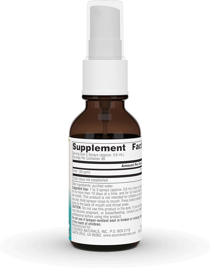 Source Naturals Wellness Colloidal Silver 30 PPM Liquid Spray Bottle - 1 Fluid oz