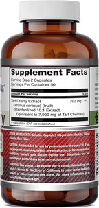 Amazing Formulas Tart Cherry 700 Mg | 10:1 Extract | 100 Capsules Supplement | Non-GMO | Gluten-Free | Made in the USA