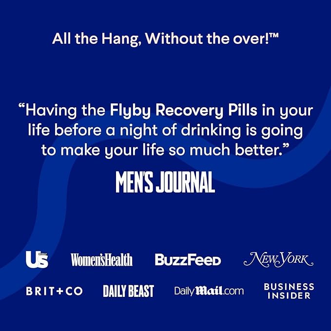 Flyby Recovery Supplement - All The Hang, Without The Over!™ - with DHM, Milk Thistle, Vitamin C, Activated Charcoal, and Apple Cider Vinegar - Pre & Post Drinking Formula (20 Count)