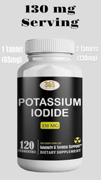 Potassium Iodide130 mg - KI Tablets- Potassium130 mg - USA Made Potassium Iodine Pills YODO Naciente, Yoduro de potasio - 120 Tablets