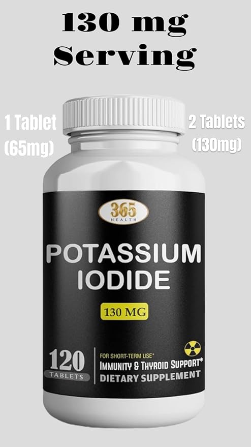 Potassium Iodide130 mg - KI Tablets- Potassium130 mg - USA Made Potassium Iodine Pills YODO Naciente, Yoduro de potasio - 120 Tablets