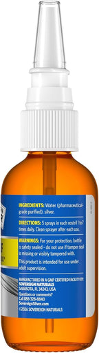 Sovereign Silver Natural Nasal Spray - Colloidal Silver Nasal Spray, Bio Active Nose Mist for Sinus and Immune Support, Adults and Kids, 10 ppm - 2 fl oz (59mL)