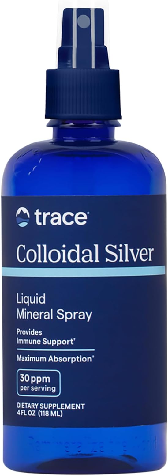 Trace Minerals Colloidal Silver Spray - Daily Mineral Supplement to Aid Effective Absorption - Supports Immune, Skeletal & Sleep Health - Super Oxygenated Supplement - 4 fl oz (About 118 Servings)