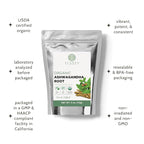 Elanen Naturals Organic Ashwagandha Root 4 oz. (113g), USDA Certified Organic Ashwagandha Root Loose Leaf Tea, Dried Withania somnifera, Cut & Sifted