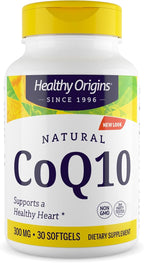 Healthy Origins® CoQ10 300 mg – Natural Trans-Isomer Ubiquinone – Yeast Fermented, Supports Heart Health & Cellular Energy – Non-GMO 30 Softgels