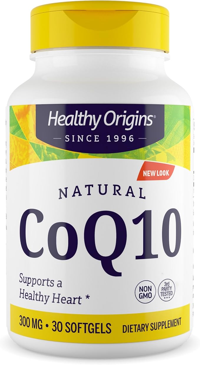 Healthy Origins® CoQ10 300 mg – Natural Trans-Isomer Ubiquinone – Yeast Fermented, Supports Heart Health & Cellular Energy – Non-GMO 30 Softgels