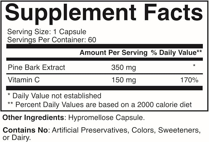 Navitol French Maritime Pine Bark — Daily Energy, Focus & Cognitive Support — Natural Antioxidant for Mental Clarity, Motivation & Everyday Wellness — 60 Capsules