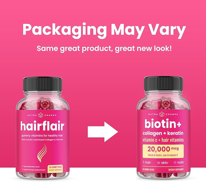 NutraChamps Biotin Gummies 5000mcg with Collagen, Keratin & More – Hair Skin and Nails Vitamins for Women & Men – Support Normal Hair Growth Cycle - Enhanced with Vitamin C, D3, Zinc (Pack of 2)
