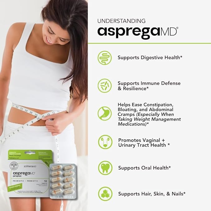 ScimeraMD® Asprega ProPac Probiotics and Prebiotics Supplement for Digestive Health and Immune System Support, 35 Billion CFUs, 10 CT