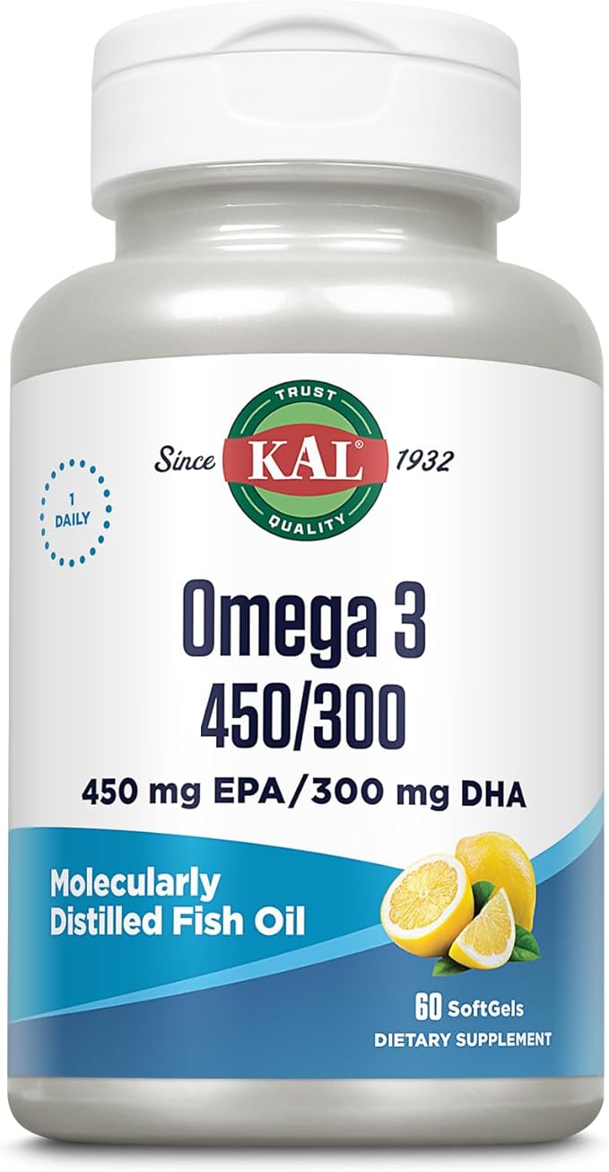 KAL 450/300 1280 Mg Omega 3, Lemon, 60 Count
