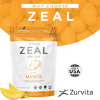 Zurvita Zeal for Life Wellness Drink Mix - Mango Flavor - Gluten-Free, Vegan, with Biotin, Vitamins B12, C, D, E, Iron, Magnesium - 30 Servings (420g)