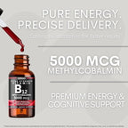 B12 Vitamins 5000 mcg - Sublingual B12 Methylcobalamin Drops - Vitamin B 12 for Women and Men - Mood & Energy Booster Methylated B 12 for Metabolism & Health Support