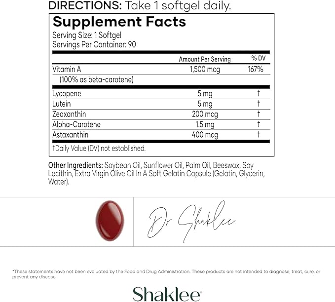 Shaklee - CarotoMax- Advanced Eye Health Formula w/ 6 Key Carotenoids - Supports Vision - Lutein, Zeaxanthin, Beta-Carotene, Astaxanthin - Promotes Macular Health - 90 Softgels