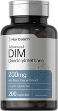 Horbäach DIM Supplement | 200mg | 200 Capsules | Diindolylmethane with Black Pepper Extract | Non-GMO, Gluten Free Formula