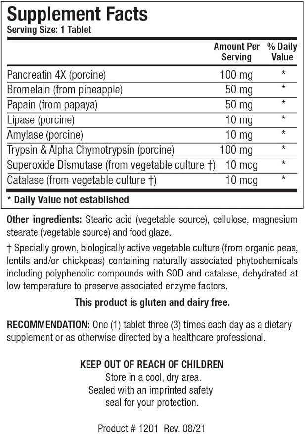 Biotics Research Intenzyme Forte™ Proteolytic Pancreatic Enzymes, Pancreatin, Bromelain, Papain, Lipase, Amylase–Supplement Supports Healthy Protein Digestion–Immune & Circulatory Function 100 Tablets