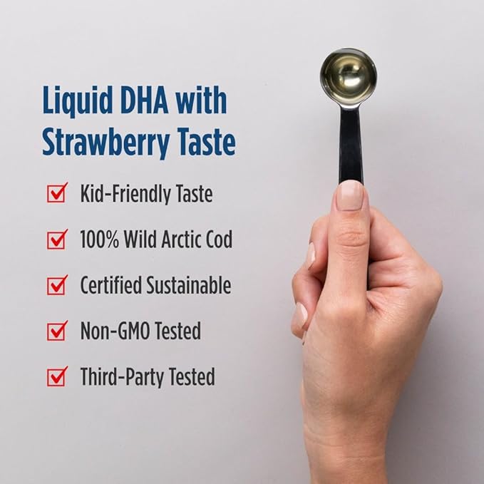 Nordic Naturals Children’s DHA, Strawberry - 16 oz for Kids - 530 mg Omega-3 with EPA & DHA - Brain Development & Function - Non-GMO - 192 Servings (Pack of 2)