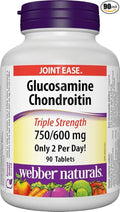 Webber Naturals Glucosamine Chondroitin, Triple Strength 750/600 mg, 90 Tablets