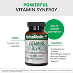 NutraMedix Vitamin D3 and K2 Immune Support Supplement for Women & Men - Help Support Heart Health - Can Assist with Calcium Metabolism (90 Capsules)