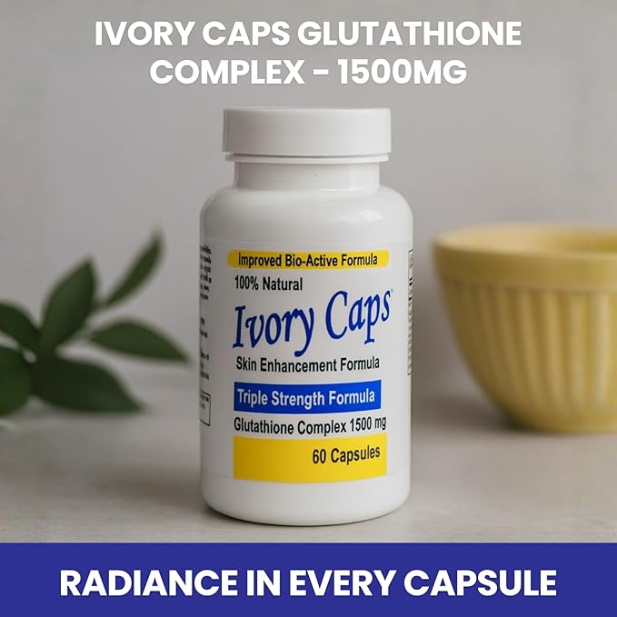 Ivory Caps Glutathione Complex 1500mg – Triple Strength Skin Enhancement Formula with Alpha Lipoic Acid & Milk Thistle – High Potency Glutathione Capsules – Vegan, Non-GMO – 60 Capsules