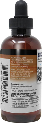 Ameo Life Humic & Fulvic Mineral Drops – Ionic Trace Minerals for Immune, Digestive & Cognitive Support – 65+ Essential Minerals from Organic Soil – Gentle Cleansing – 4 fl oz