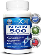 Genex Formulas NMN 500mg - 99% Pure Shelf Stabilized Supplement Capsules for Increased NAD Levels & Healthy Aging, GMP Certified, 500mg per Serving, 60 Capsules