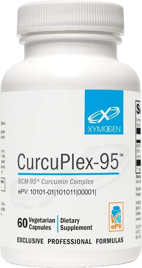 XYMOGEN CurcuPlex-95 - Turmeric Curcumin Supplement for Daily Brain Support* - Enhanced Bioavailability - Non-GMO, Gluten-Free, Vegan - 60 Capsules