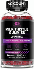 Effective Nutra Milk Thistle Gummies | Sugar-Free Milk Thistle Extract 1000mg for Liver Detox & Antioxidant Support | Vegan, Gluten-Free| 45-Day Supply, Natural Berry Flavor, Made in USA (90 Count)