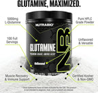 NutraBio Pure L-Glutamine Powder, 100 Servings L-Glutamine Supplement, Amino Acid, Pure Grade, Glutamina, Absolutely no Additives, Fillers or Excipients, Muscle Recovery Supplement - (500 Grams)