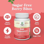 Vitamin B12 Gummies for Adults - Sugar Free Vitamin B12 1000 mcg Chewable Gums for Energy & Mood Support Immune & Nerves Health - Kosher Non-GMO & Gluten Free Supplement for Women & Men - 60 Count