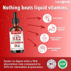 LIQUIDHEALTH USDA Organic Methyl Vitamin B12 Methylcobalamin Liquid Drops with Tart Cherry Juice - Boost Energy, Immune Support, Improve Memory & Concentration - USA Made, Vegan, Non-GMO (2 Pack)