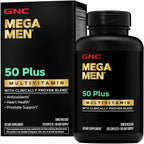 GNC Men's 50+ Heart & Vitality Bundle (2 Items): Triple Strength Fish Oil (60 Softgels) & Mega Men 50 Plus Multivitamin (120 Count)